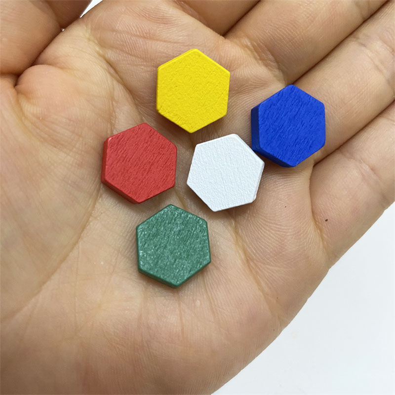 Board Game Verdant - 50 Stück sechseckige Prisma-Spielmarkierungen aus Holz,