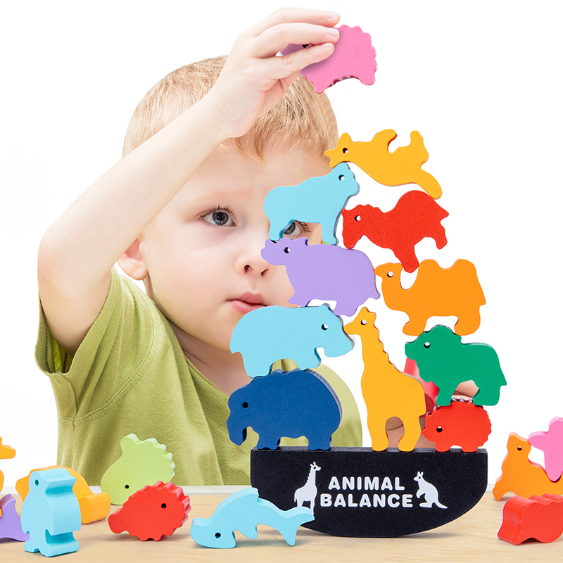 Board Game Recommendation - Montessori Kinder Holz-Tier-Balancierblöcke Brettspiele Spielzeug Dinosaurier