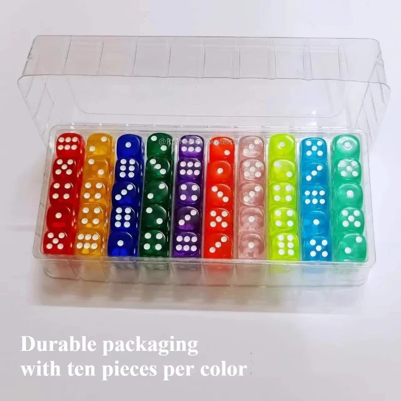 Board Game Digital - 100 Stück farbige 14-mm-Acrylwürfel, 6-seitiges Standard-Würfelset