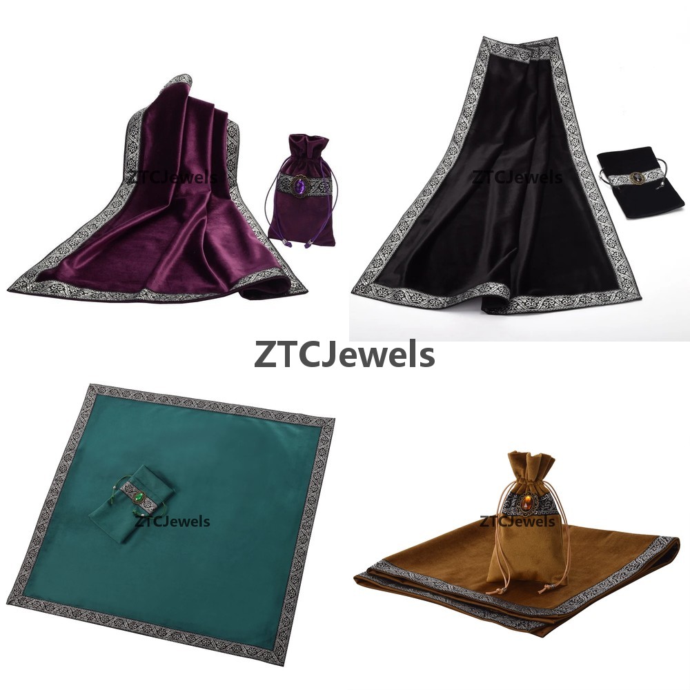 Board Game Life - Samt-Tarot-Tischdecke mit Tasche, Wicca-Wahrsagungs-Altartuch, Cosplay-Orakel-Brettspiel-Zubehör