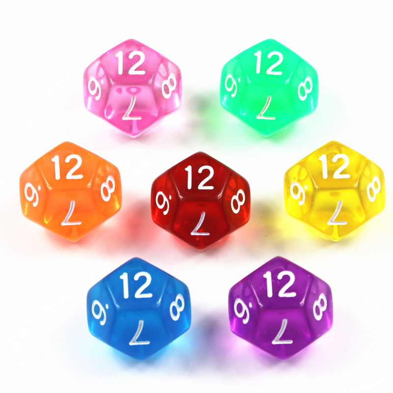 Board Game Digital - 10-teiliges 12-seitiges Würfelset in transparenter Farbe,