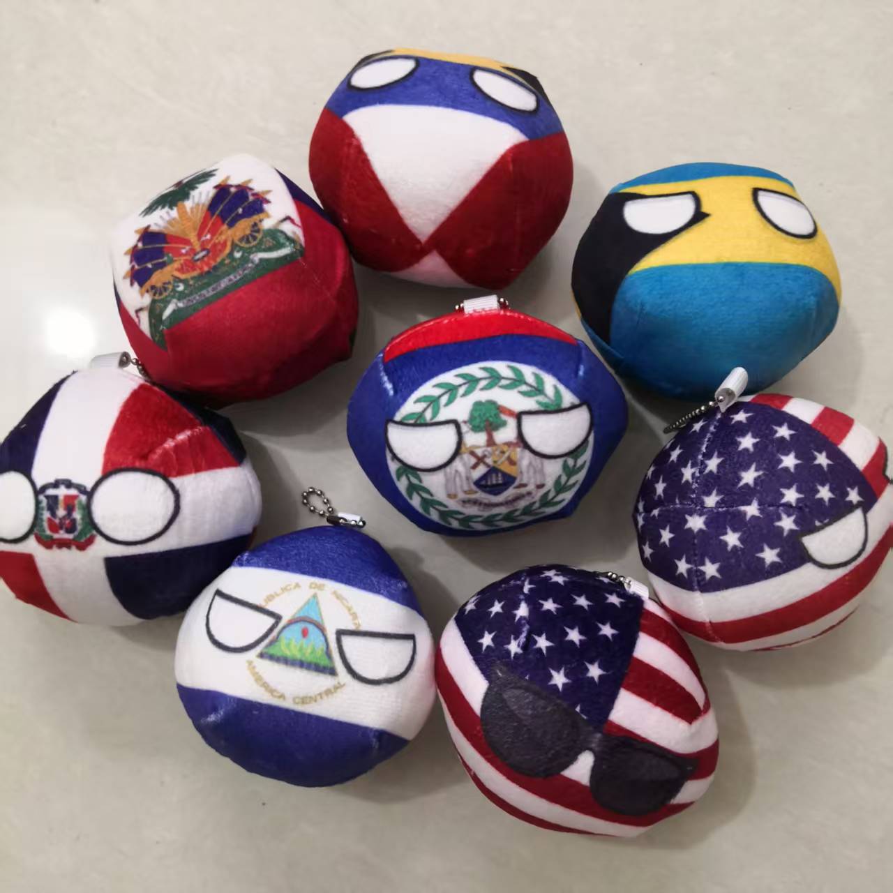 Board Game Jamaica - Countryballs Plüsch-Schlüsselanhänger, Puppe, USA, Kanada, Amerika,